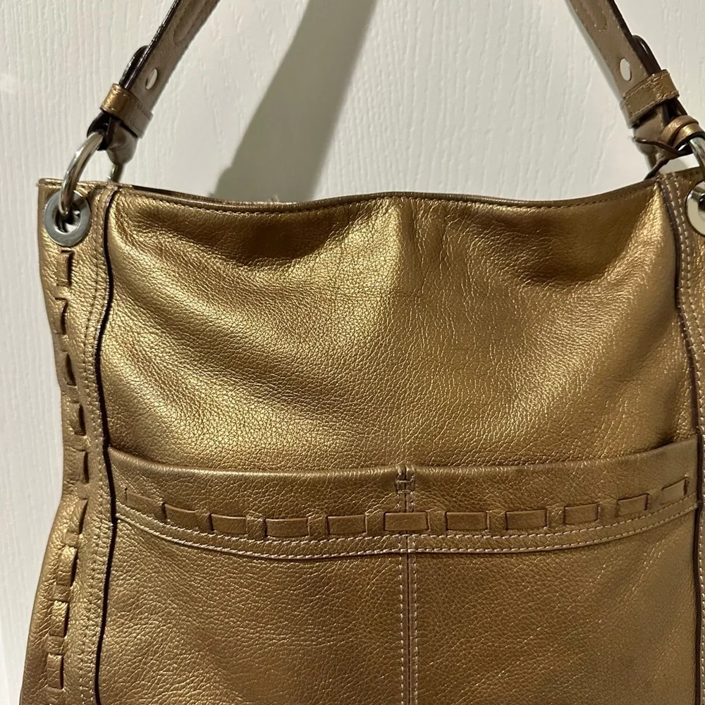 Tignanello Bronze Leather Hobo Handbag Purse